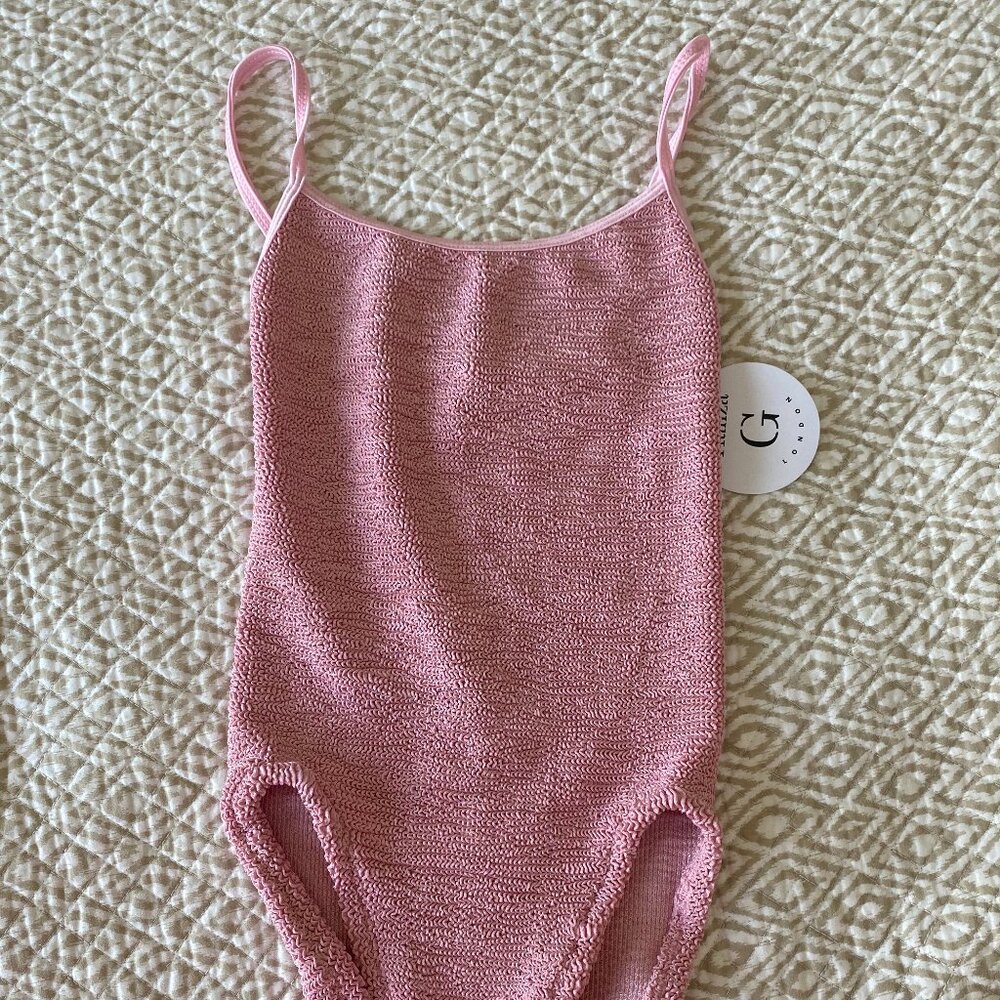 Hunza G Pamela One Piece Bathing Suit Metallic Dusty Pink